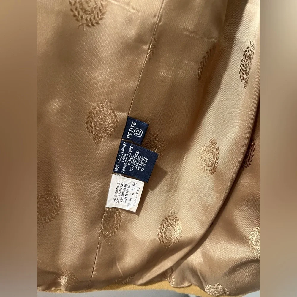 Vintage Lizsport Liz Claiborne Wool Camel Blazer one button classic 12 Petite
